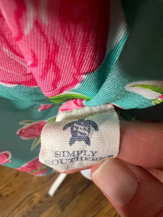 Simply Southern Teal Dress with Pink Rose Print - Picture 5 of 6